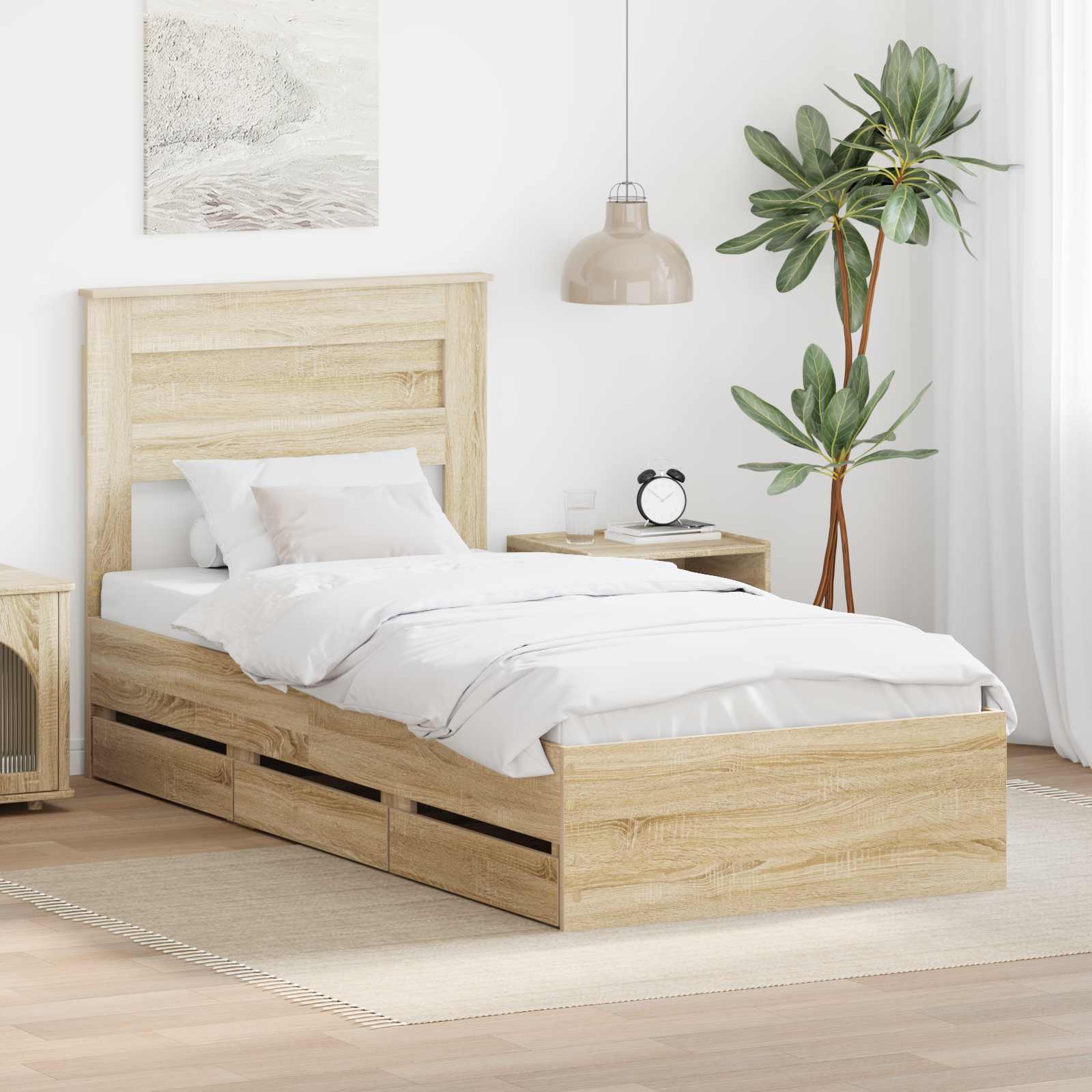 vidaXL Ramka łóżka Dąb Sonoma 100 x 200 cm Drewno inżynieryjne
