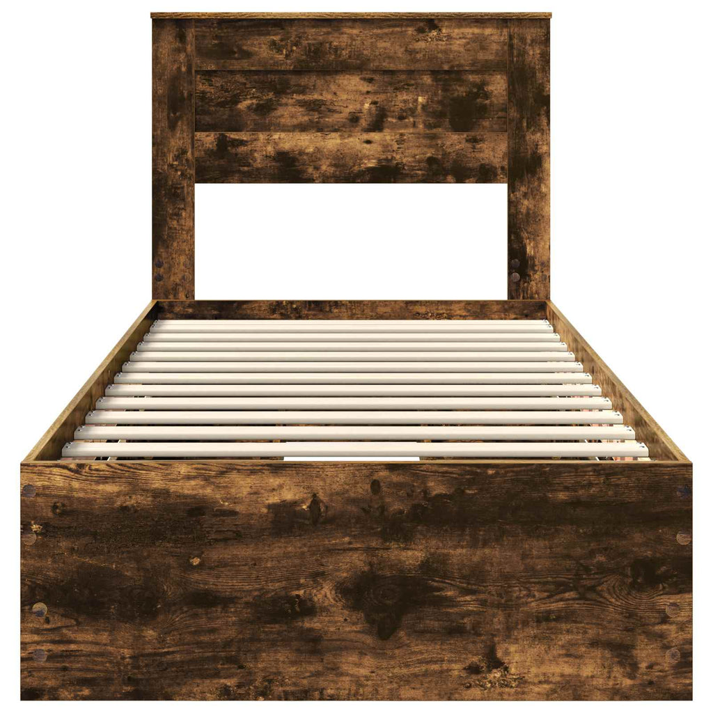 vidaXL Ramka łóżka Dąb wędzony 100 x 200 cm Drewno inżynieryjne