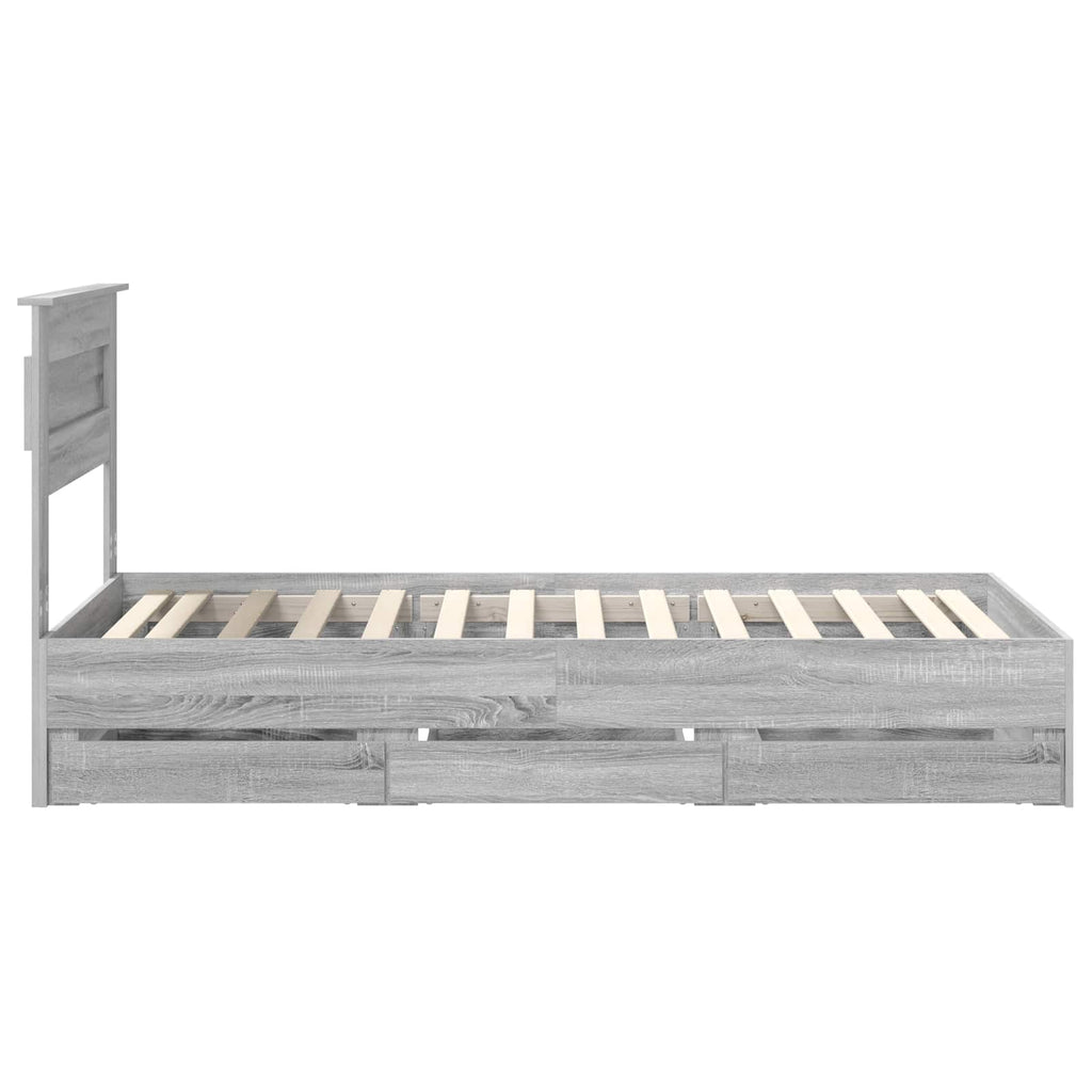 vidaXL Ramka łóżka Szary Sonoma 100 x 200 cm Drewno inżynieryjne