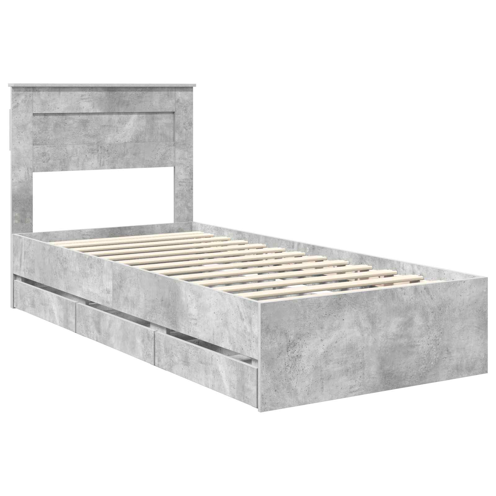 vidaXL Ramka łóżka Betonowy szary 90 x 190 cm Drewno inżynieryjne