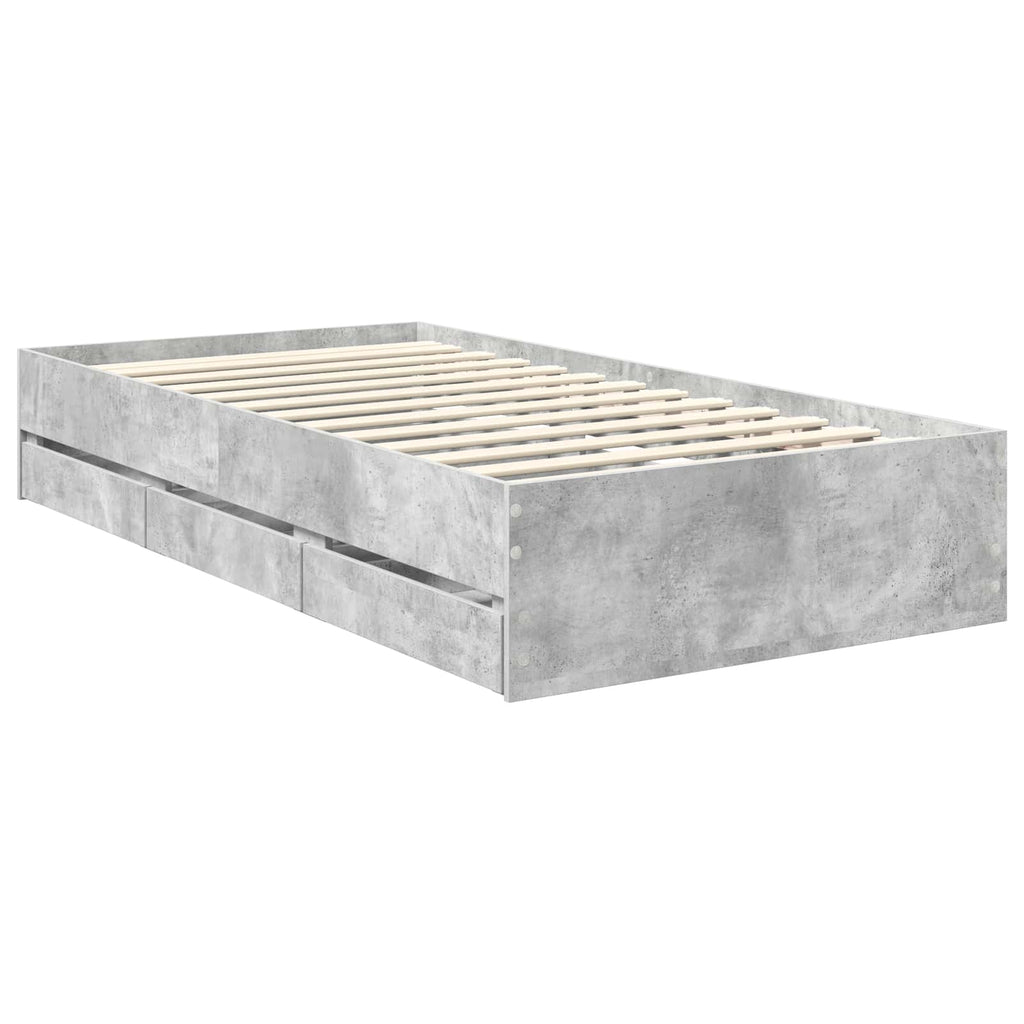 vidaXL Ramka łóżka Betonowy szary 90 x 190 cm Drewno inżynieryjne