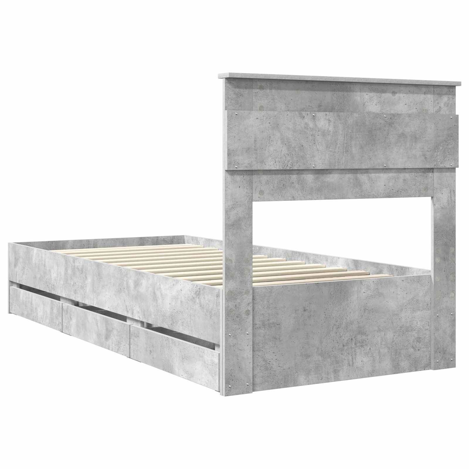 vidaXL Ramka łóżka Betonowy szary 90 x 190 cm Drewno inżynieryjne
