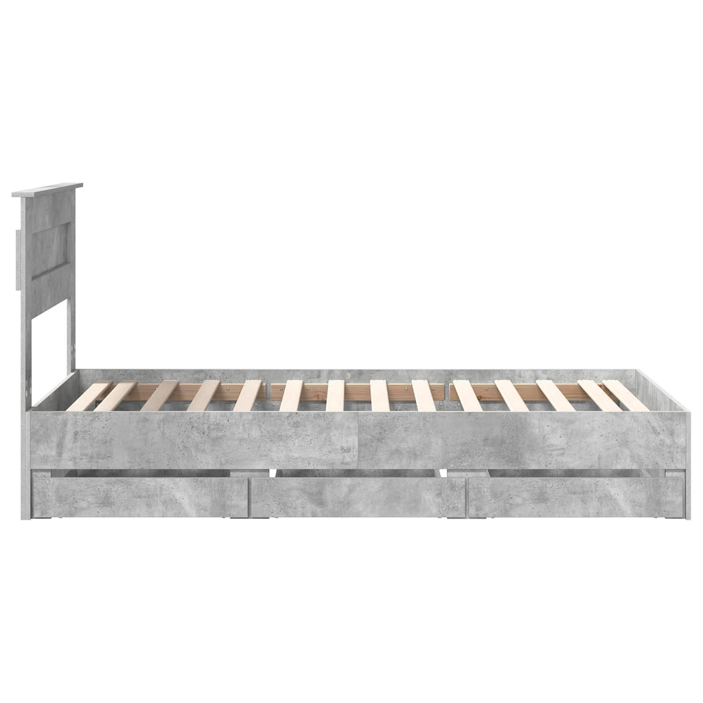 vidaXL Ramka łóżka Betonowy szary 90 x 190 cm Drewno inżynieryjne