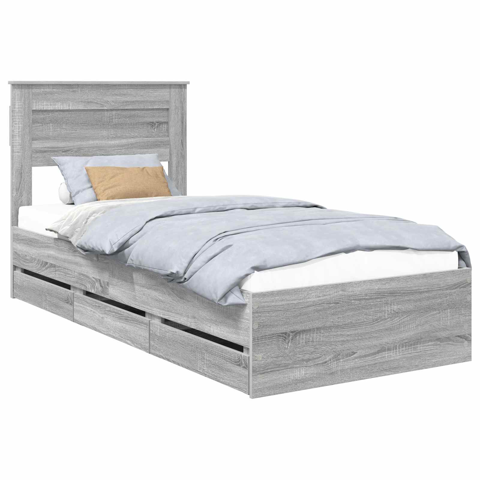 vidaXL Ramka łóżka Szary Sonoma 90 x 190 cm Drewno inżynieryjne