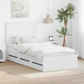 vidaXL Ramka łóżka z szufladą Biały 75 x 190 cm Drewno inżynieryjne