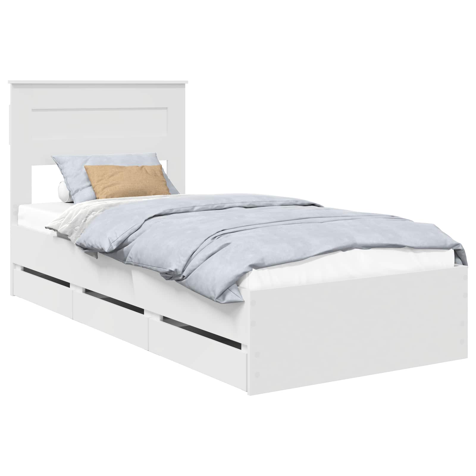 vidaXL Ramka łóżka z szufladą Biały 75 x 190 cm Drewno inżynieryjne