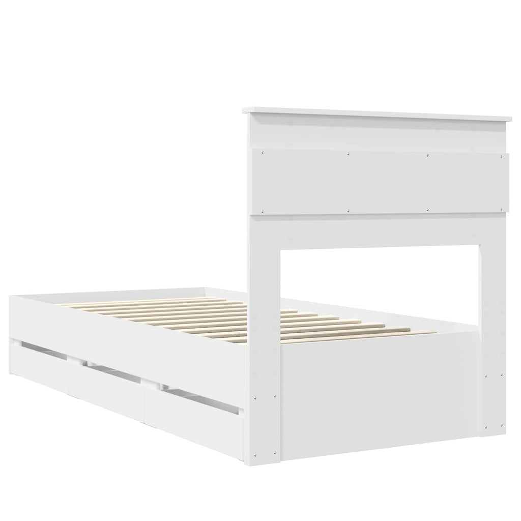 vidaXL Ramka łóżka z szufladą Biały 75 x 190 cm Drewno inżynieryjne