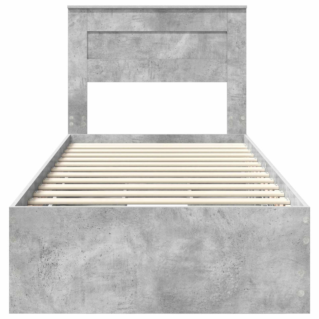 vidaXL Ramka łóżka Betonowy szary 75 x 190 cm Drewno inżynieryjne