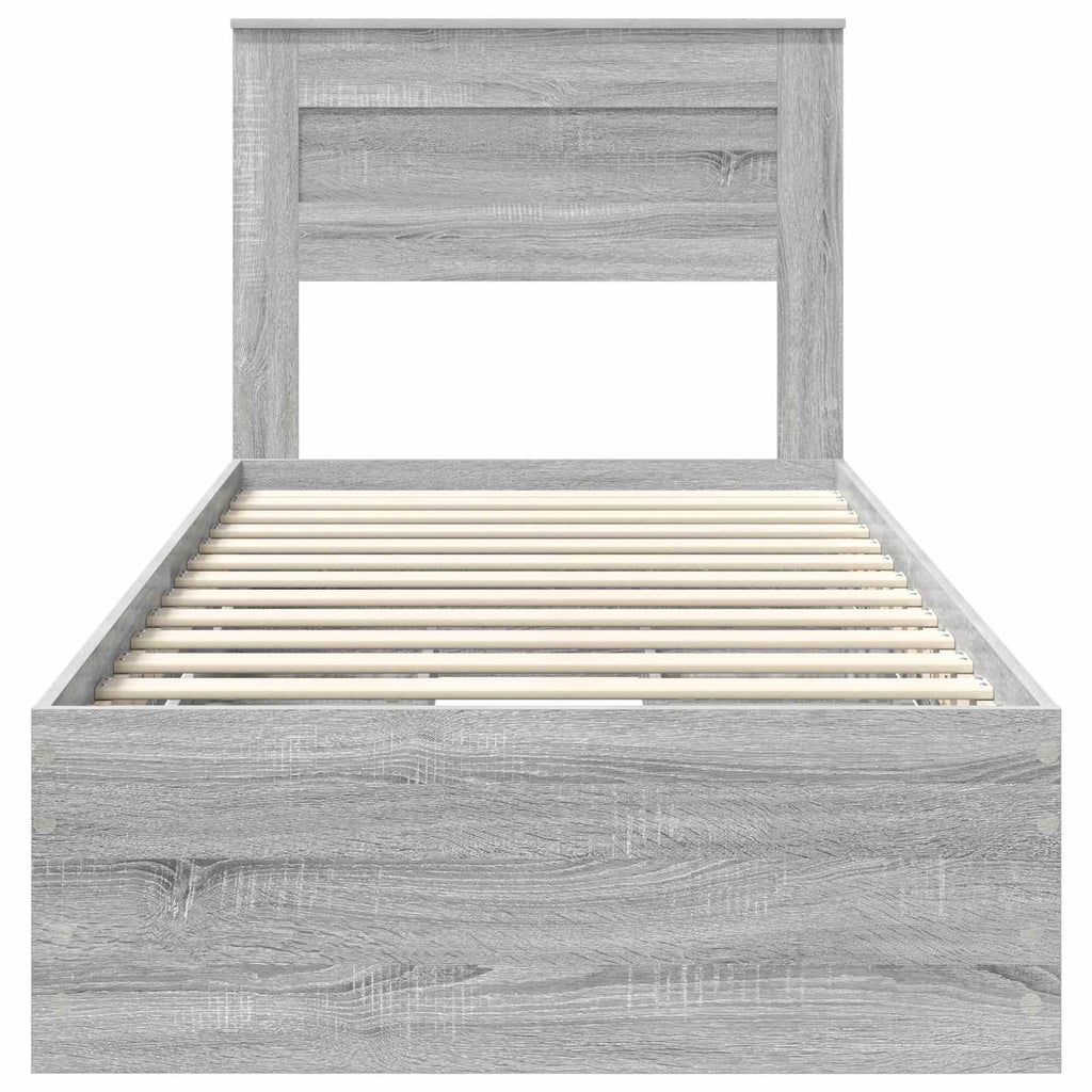 vidaXL Ramka łóżka Szary Sonoma 75 x 190 cm Drewno inżynieryjne