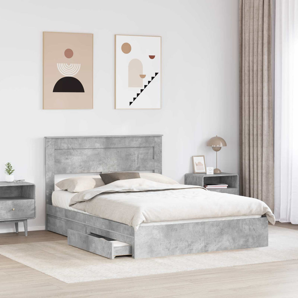 vidaXL Łóżko z miejscem do przechowywania Betonowy szary 150 x 200 cm