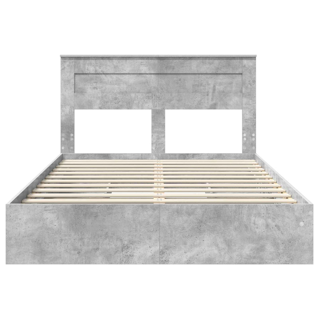 vidaXL Łóżko z miejscem do przechowywania Betonowy szary 150 x 200 cm