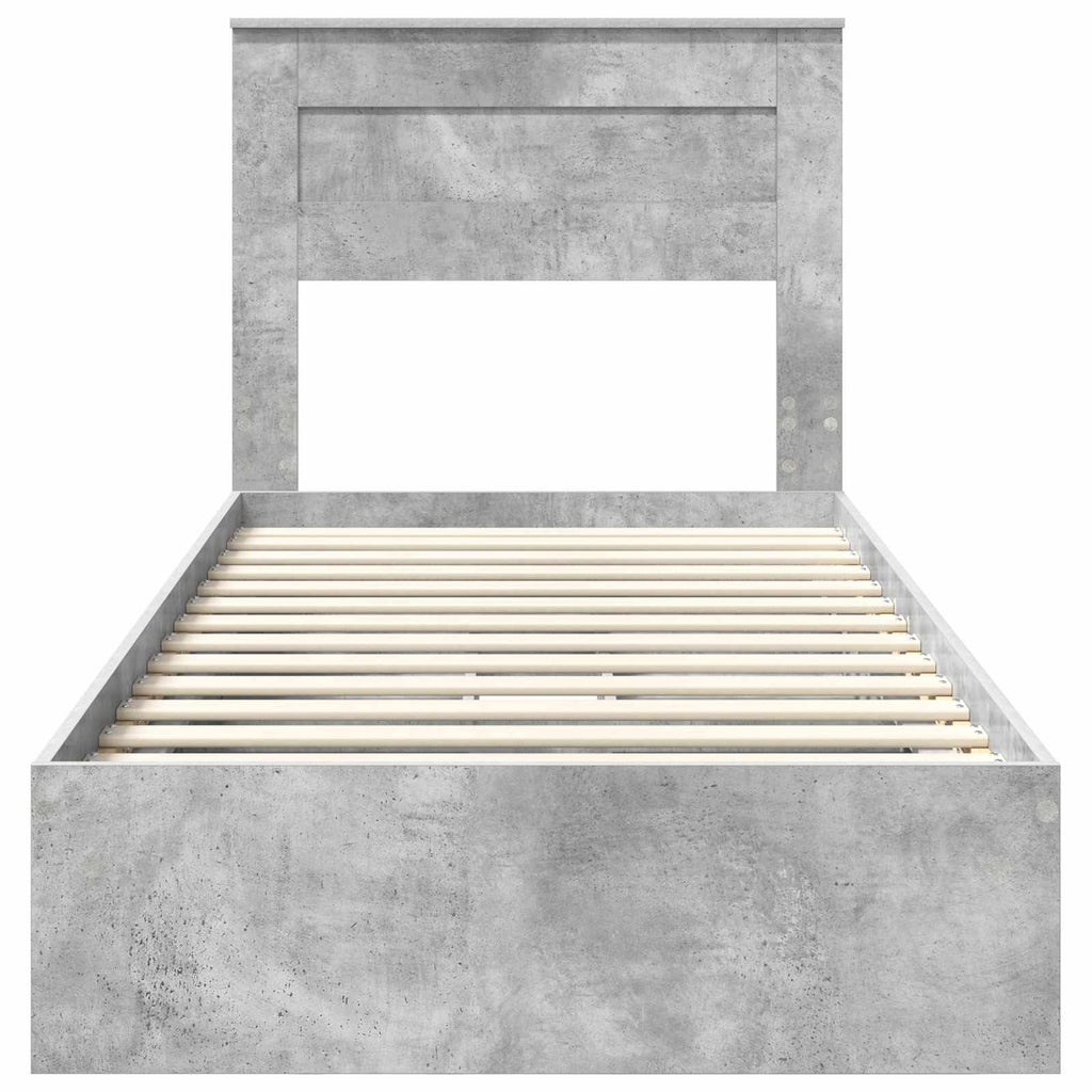 vidaXL Łóżko z miejscem do przechowywania Betonowy szary 90 x 190 cm