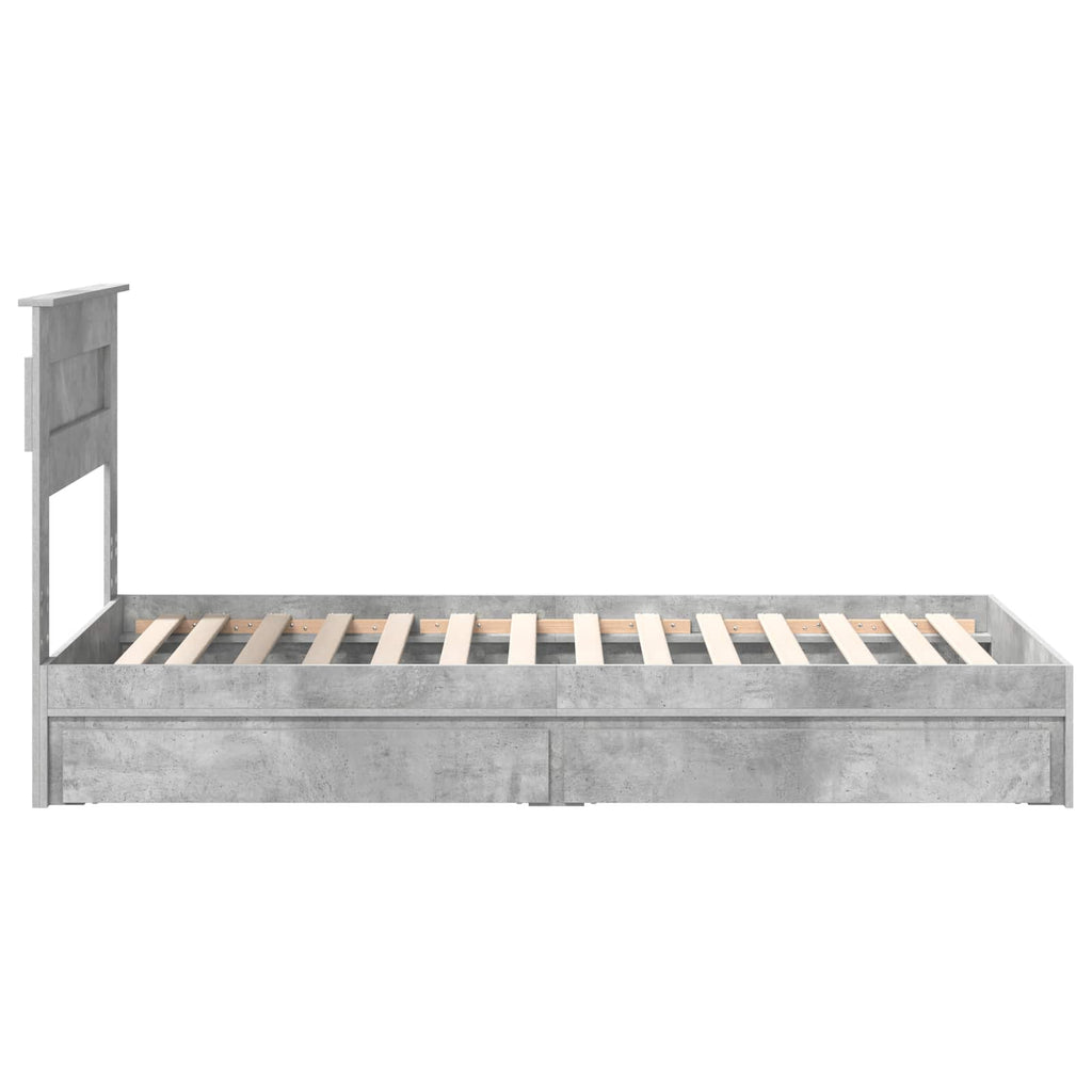 vidaXL Łóżko z miejscem do przechowywania Betonowy szary 90 x 190 cm