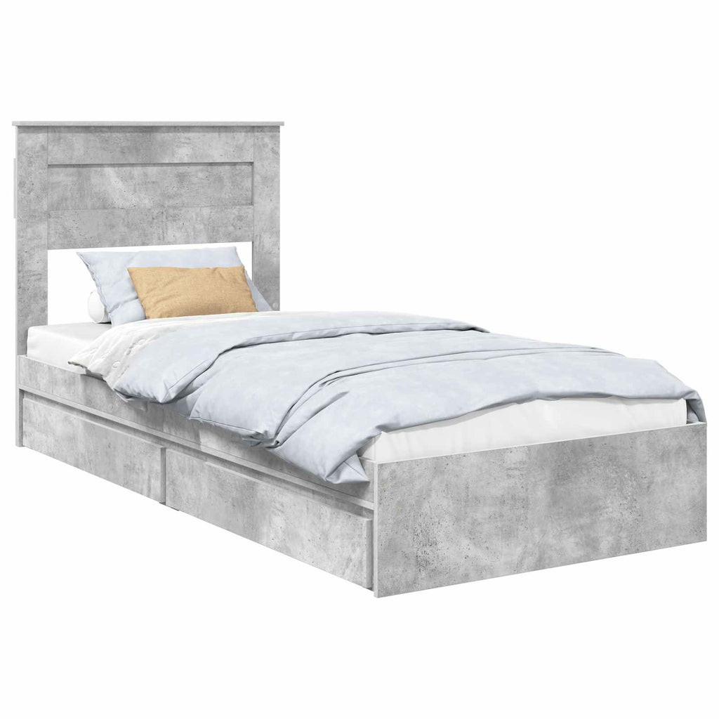 vidaXL Łóżko z miejscem do przechowywania Betonowy szary 75 x 190 cm