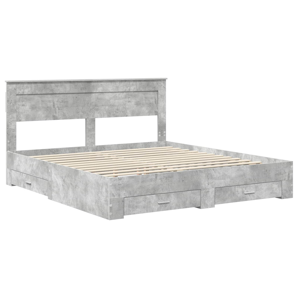 vidaXL Ramka łóżka Betonowy szary 200 x 200 cm Materiał drewnopochodny