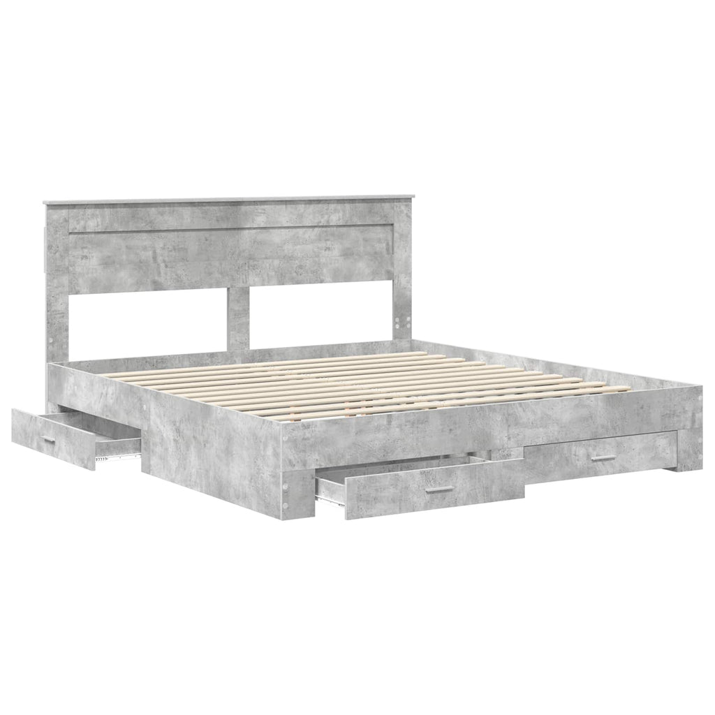 vidaXL Ramka łóżka Betonowy szary 200 x 200 cm Materiał drewnopochodny