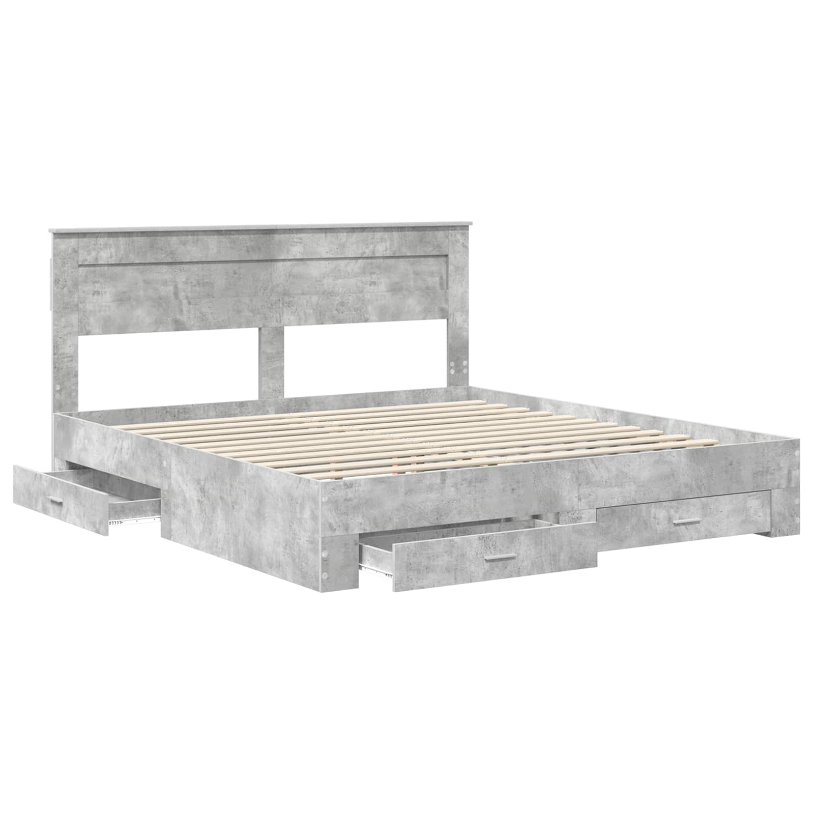 vidaXL Ramka łóżka Betonowy szary 200 x 200 cm Materiał drewnopochodny