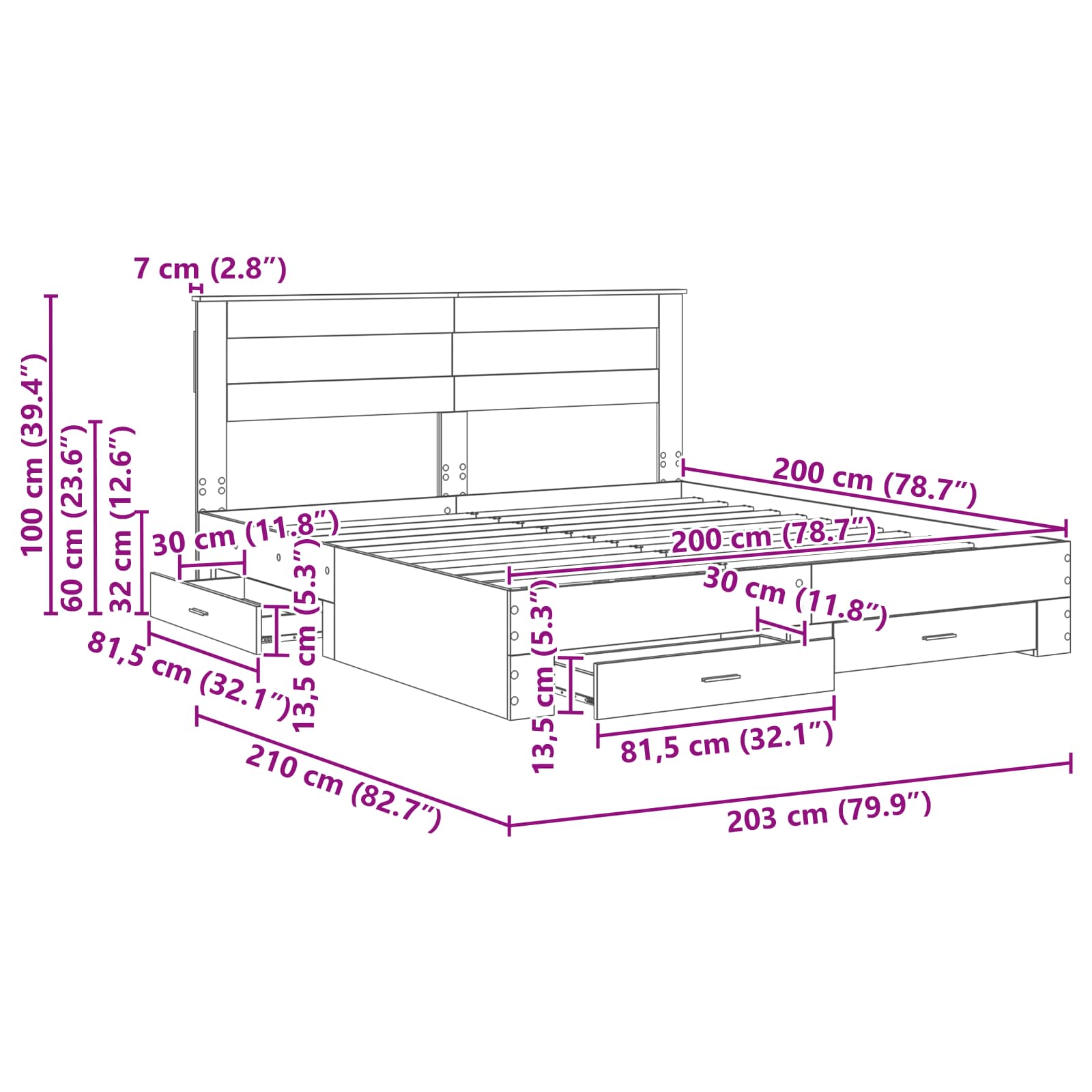 vidaXL Ramka łóżka Betonowy szary 200 x 200 cm Materiał drewnopochodny