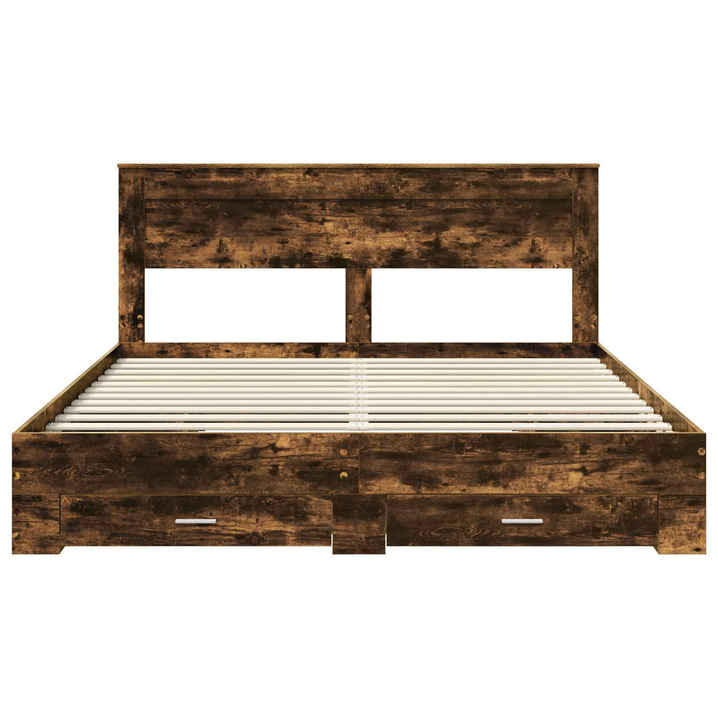 vidaXL Ramka łóżka Dąb wędzony 200 x 200 cm Materiał drewnopochodny