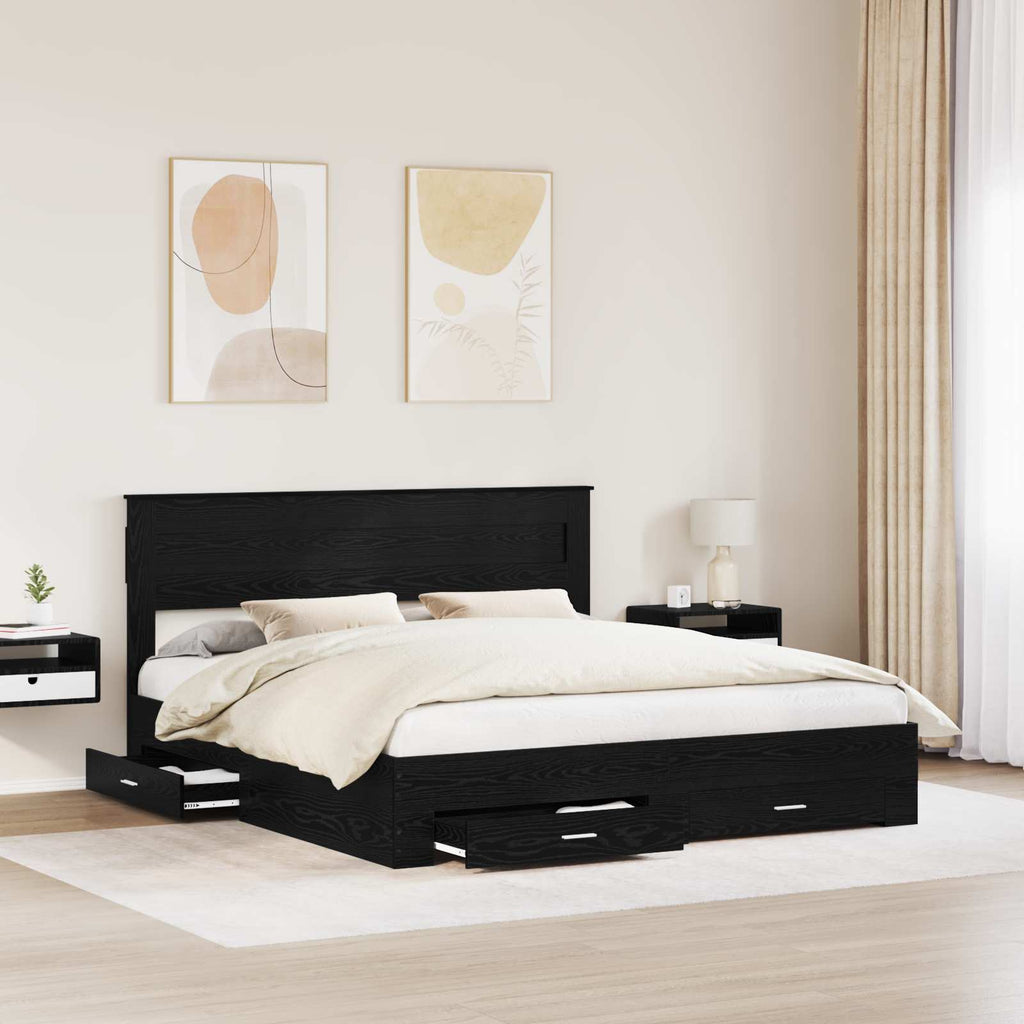 vidaXL Ramka łóżka Czarny Dąb 180 x 200 cm Materiał drewnopochodny