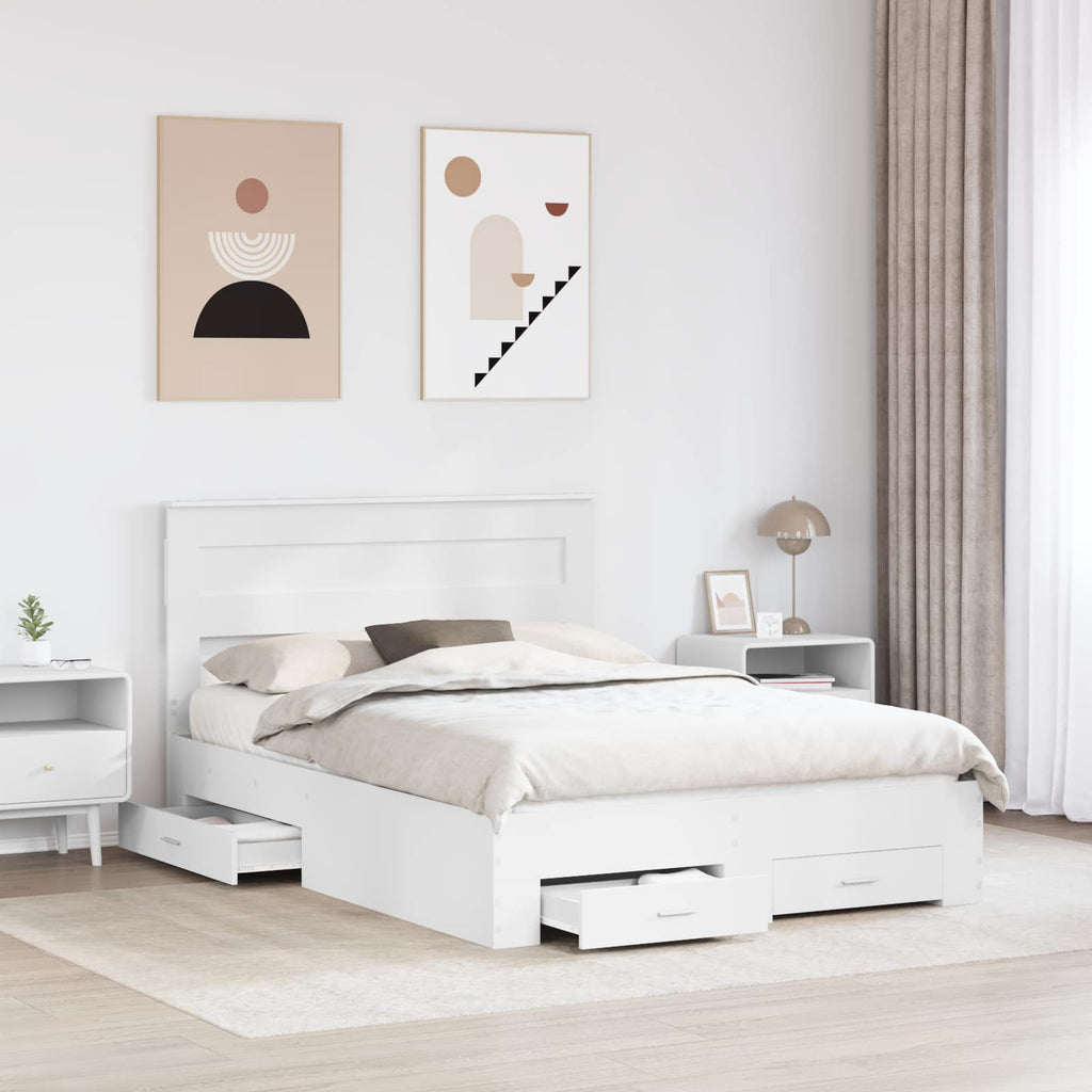 vidaXL Ramka łóżka Biały 160 x 200 cm Materiał drewnopochodny