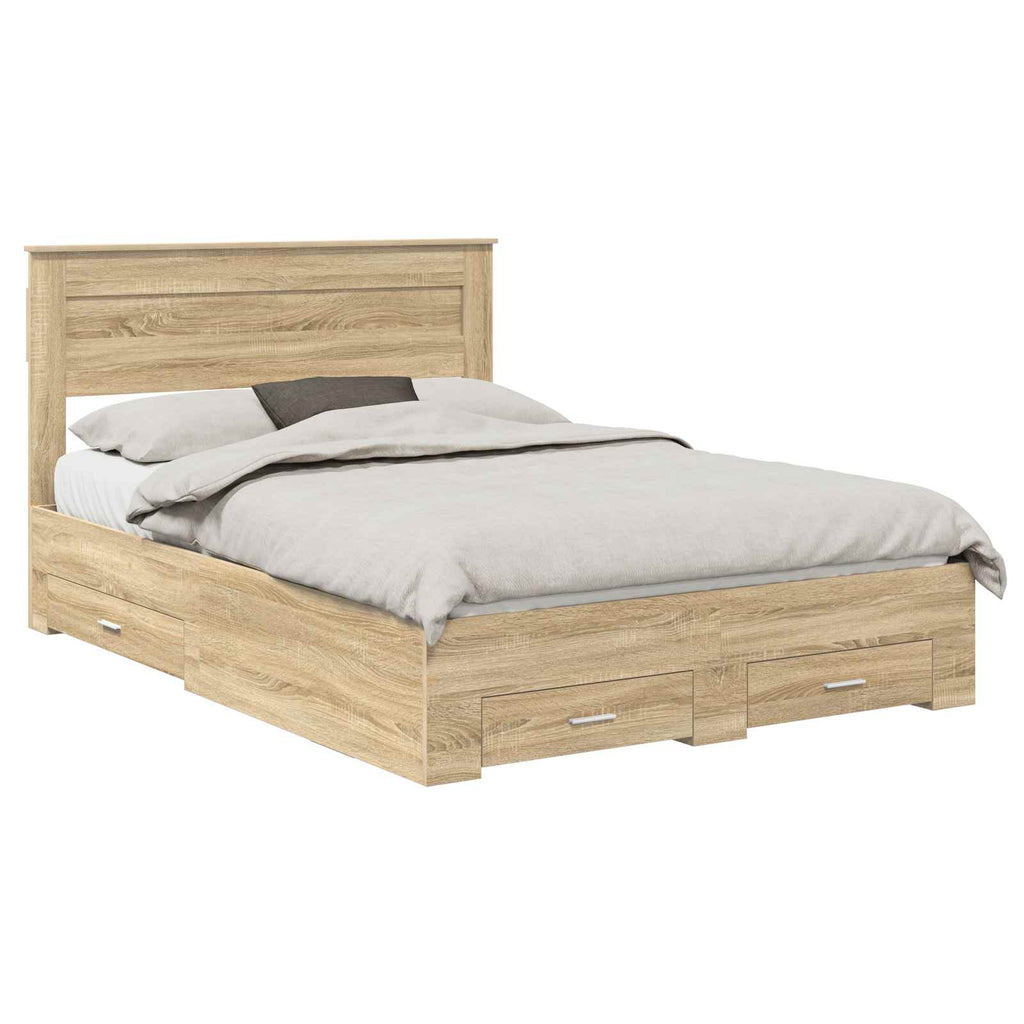 vidaXL Ramka łóżka Dąb Sonoma 150 x 200 cm Materiał drewnopochodny