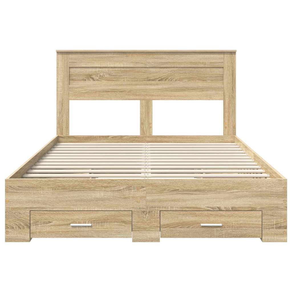 vidaXL Ramka łóżka Dąb Sonoma 150 x 200 cm Materiał drewnopochodny