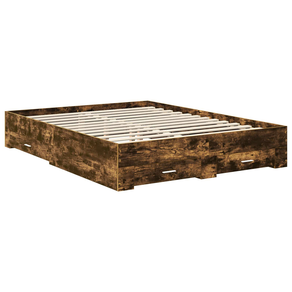 vidaXL Ramka łóżka Dąb wędzony 150 x 200 cm Materiał drewnopochodny