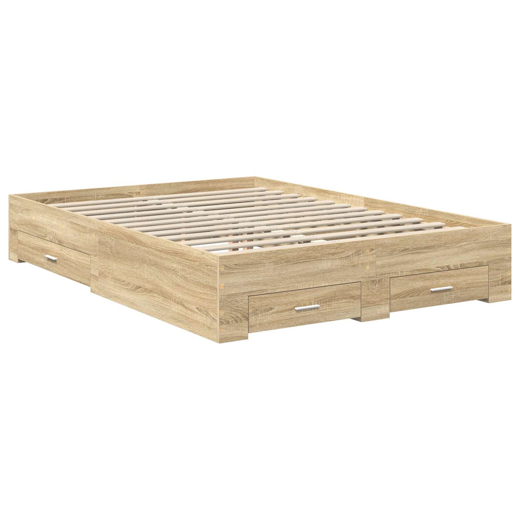 vidaXL Ramka łóżka Dąb Sonoma 140 x 190 cm Materiał drewnopochodny
