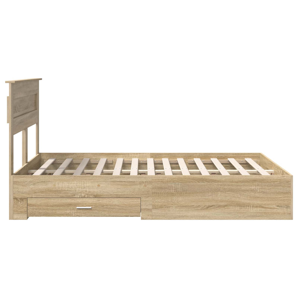 vidaXL Ramka łóżka Dąb Sonoma 140 x 190 cm Materiał drewnopochodny
