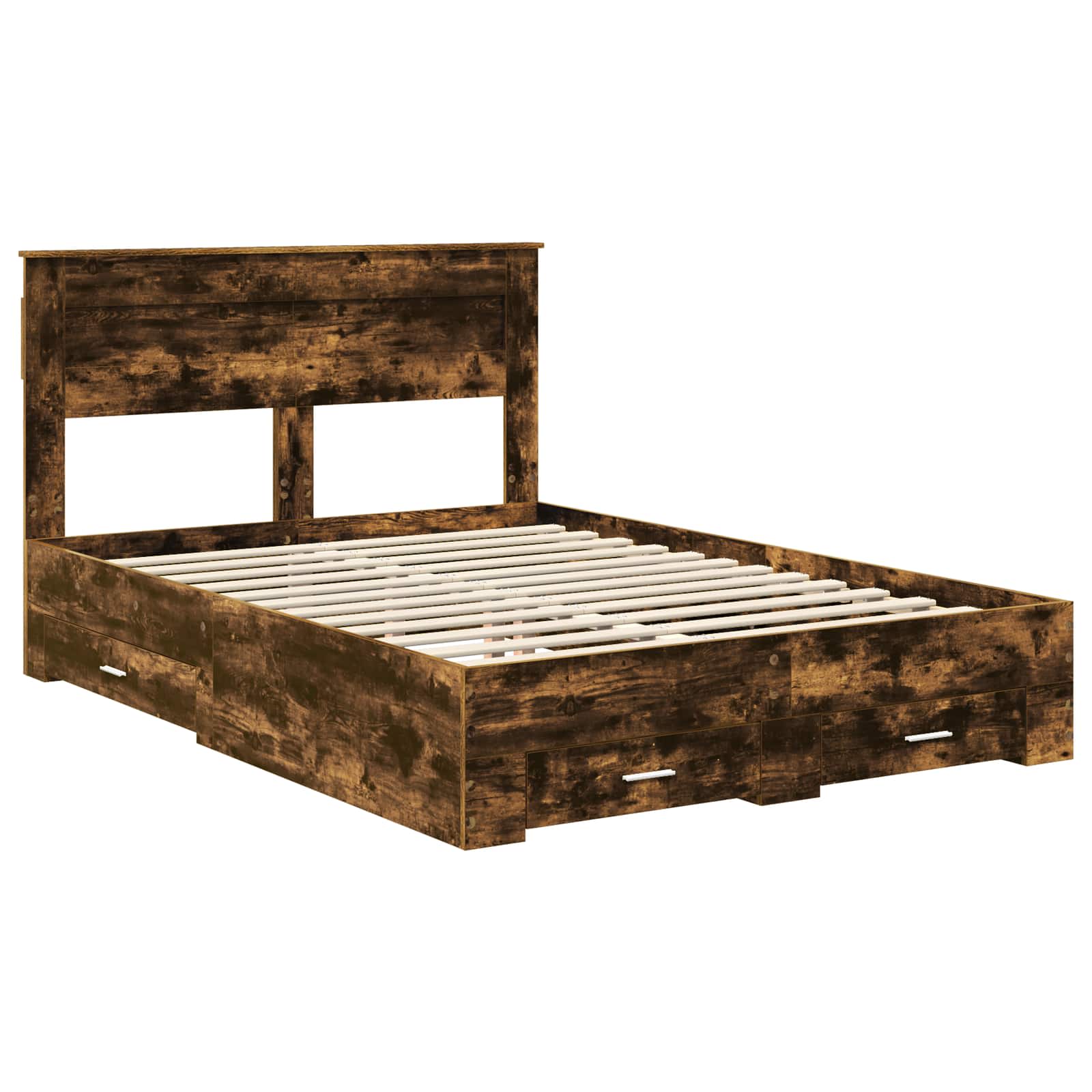 vidaXL Ramka łóżka Dąb wędzony 140 x 190 cm Materiał drewnopochodny