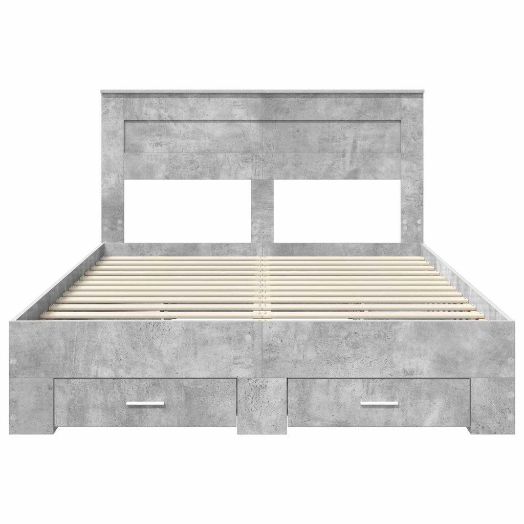 vidaXL Ramka łóżka Betonowy szary 140 x 200 cm Materiał drewnopochodny
