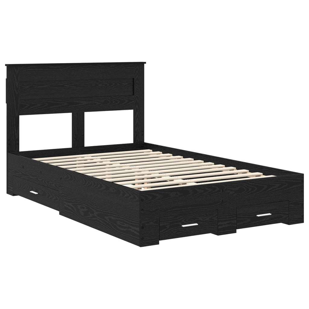vidaXL Ramka łóżka Czarny Dąb 135 x 190 cm Materiał drewnopochodny
