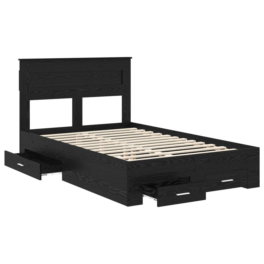 vidaXL Ramka łóżka Czarny Dąb 135 x 190 cm Materiał drewnopochodny