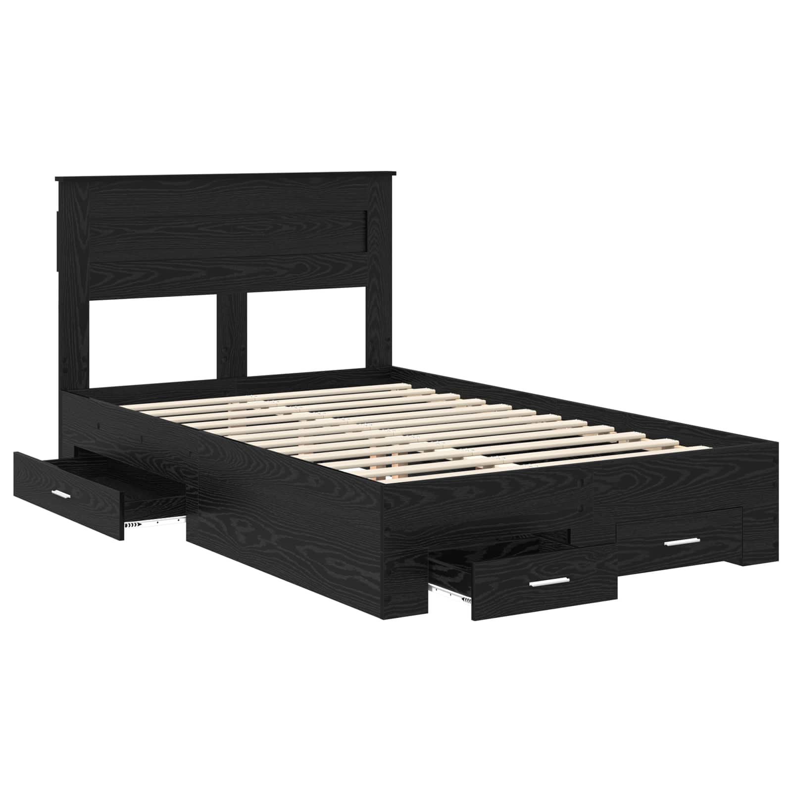 vidaXL Ramka łóżka Czarny Dąb 135 x 190 cm Materiał drewnopochodny