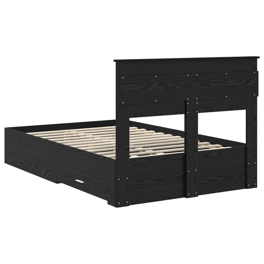vidaXL Ramka łóżka Czarny Dąb 135 x 190 cm Materiał drewnopochodny