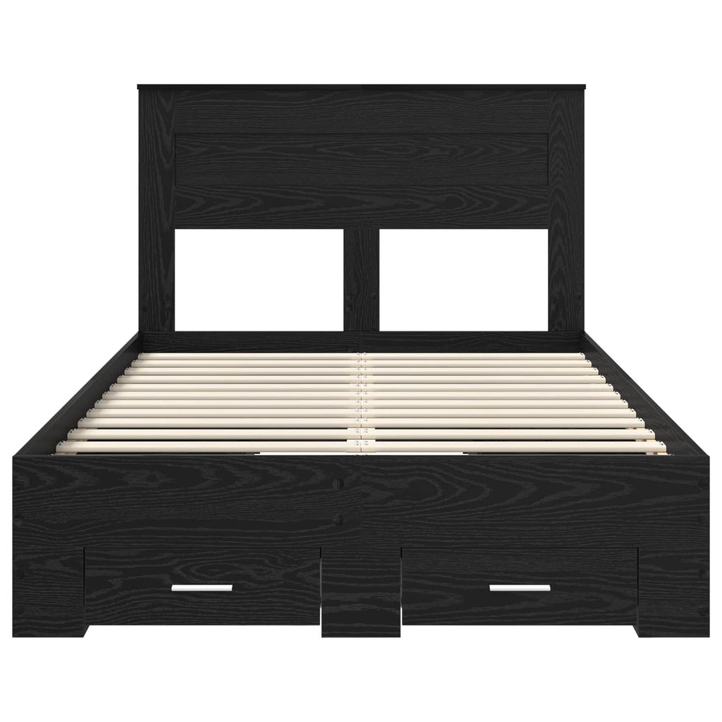 vidaXL Ramka łóżka Czarny Dąb 135 x 190 cm Materiał drewnopochodny