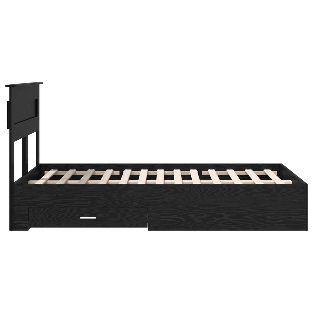 vidaXL Ramka łóżka Czarny Dąb 135 x 190 cm Materiał drewnopochodny