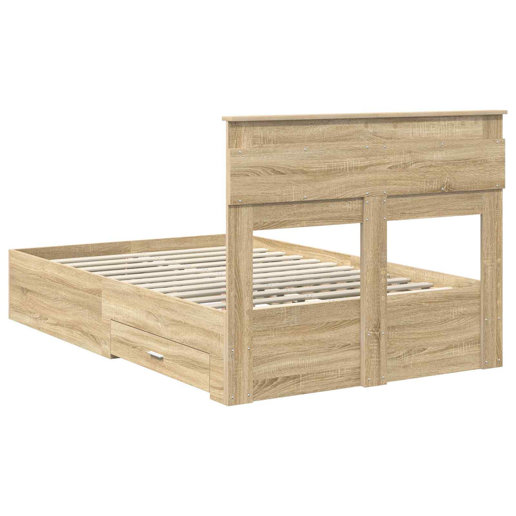 vidaXL Ramka łóżka Dąb Sonoma 135 x 190 cm Materiał drewnopochodny
