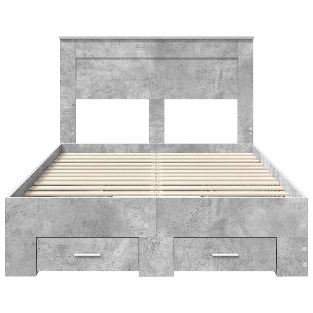 vidaXL Ramka łóżka Betonowy szary 120 x 190 cm Materiał drewnopochodny