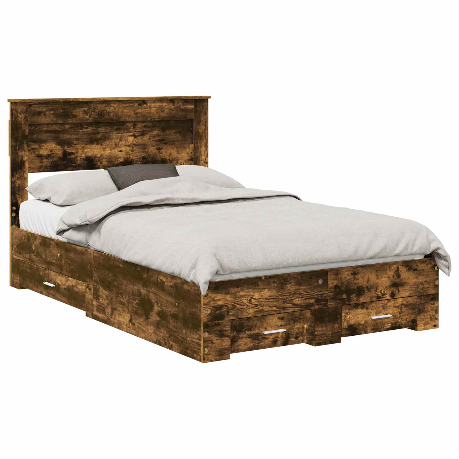 vidaXL Ramka łóżka Dąb wędzony 120 x 190 cm Materiał drewnopochodny