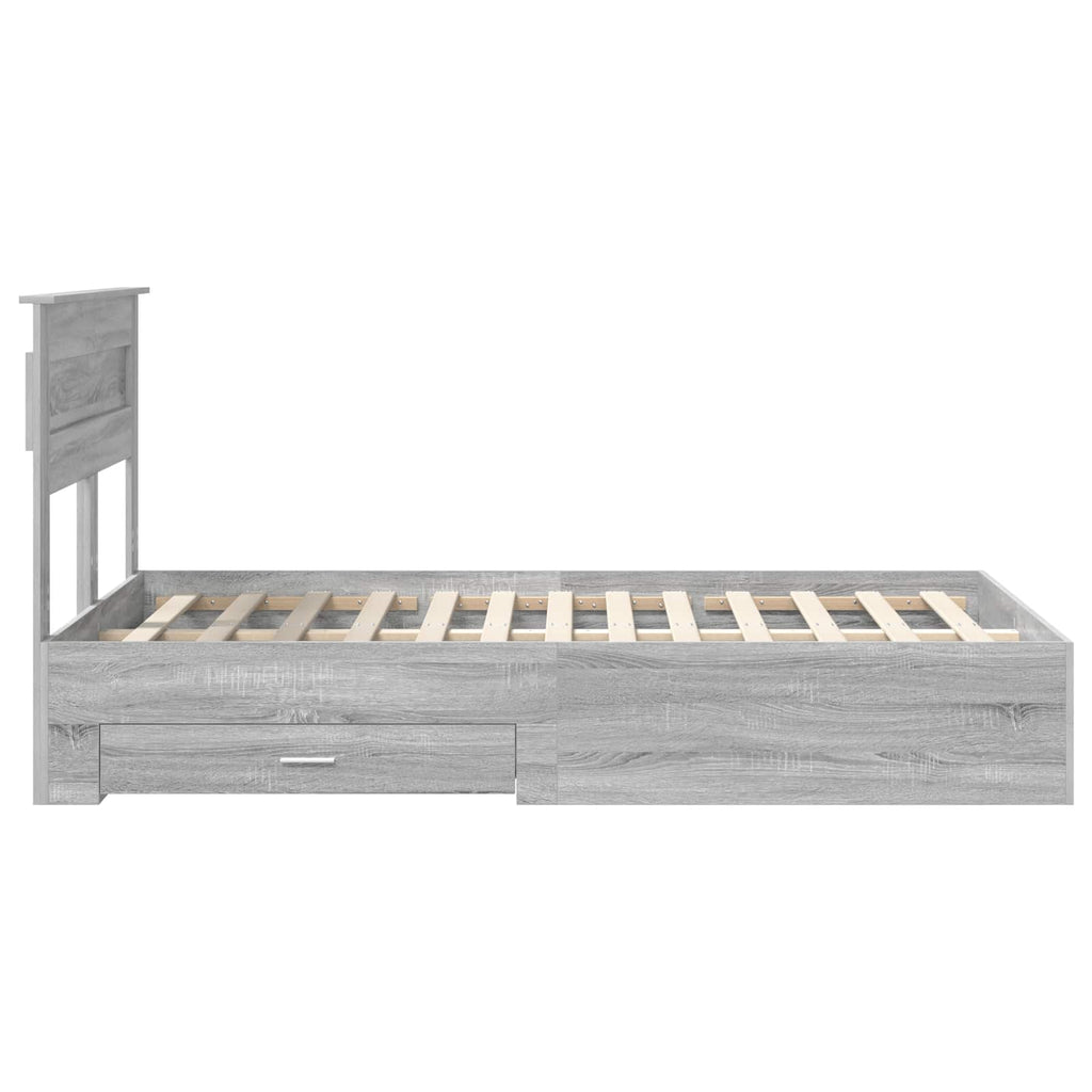 vidaXL Ramka łóżka Szary Sonoma 120 x 190 cm Materiał drewnopochodny