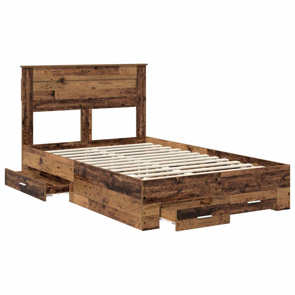 vidaXL Ramka łóżka Stare drewno 120 x 190 cm Materiał drewnopochodny