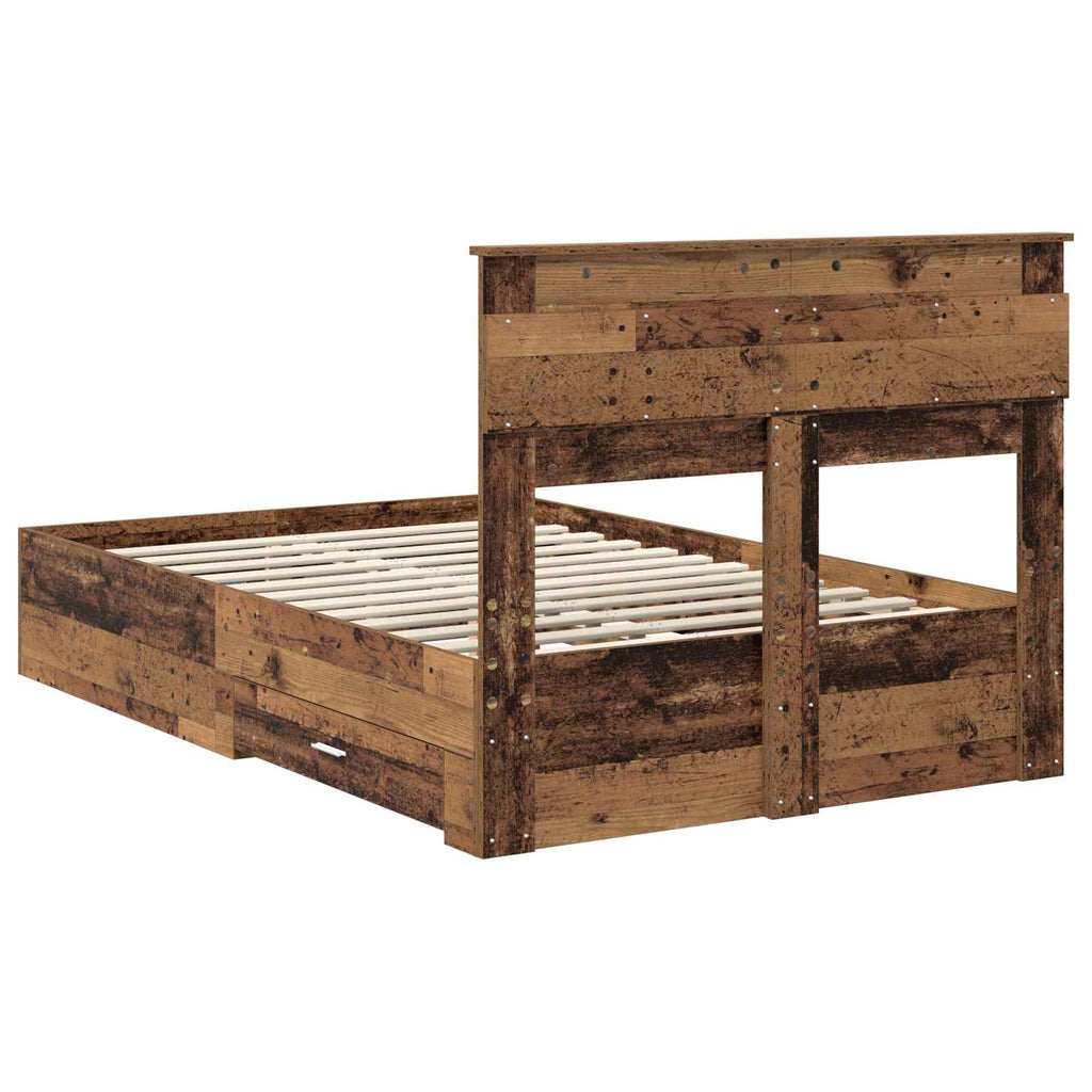 vidaXL Ramka łóżka Stare drewno 120 x 190 cm Materiał drewnopochodny
