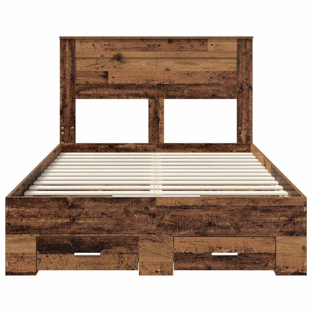 vidaXL Ramka łóżka Stare drewno 120 x 190 cm Materiał drewnopochodny