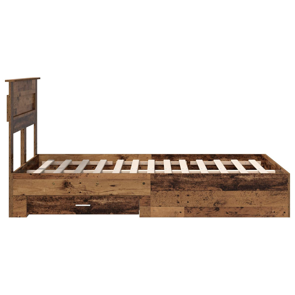 vidaXL Ramka łóżka Stare drewno 120 x 190 cm Materiał drewnopochodny
