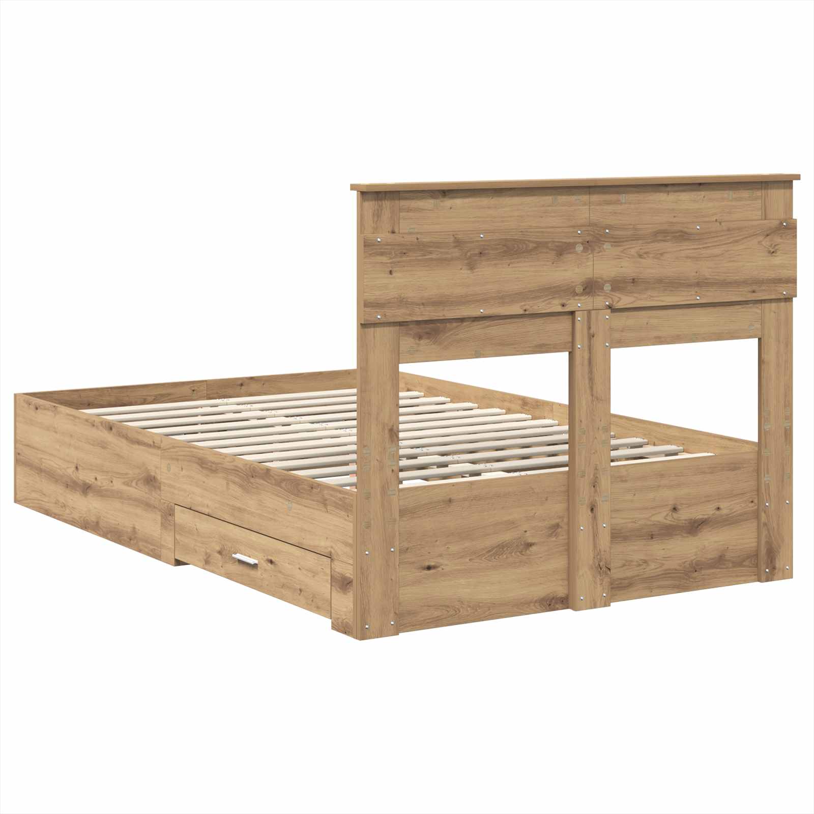 vidaXL Ramka łóżka Z zagłówkiem Dąb rzemieślniczy 120 x 190 cm