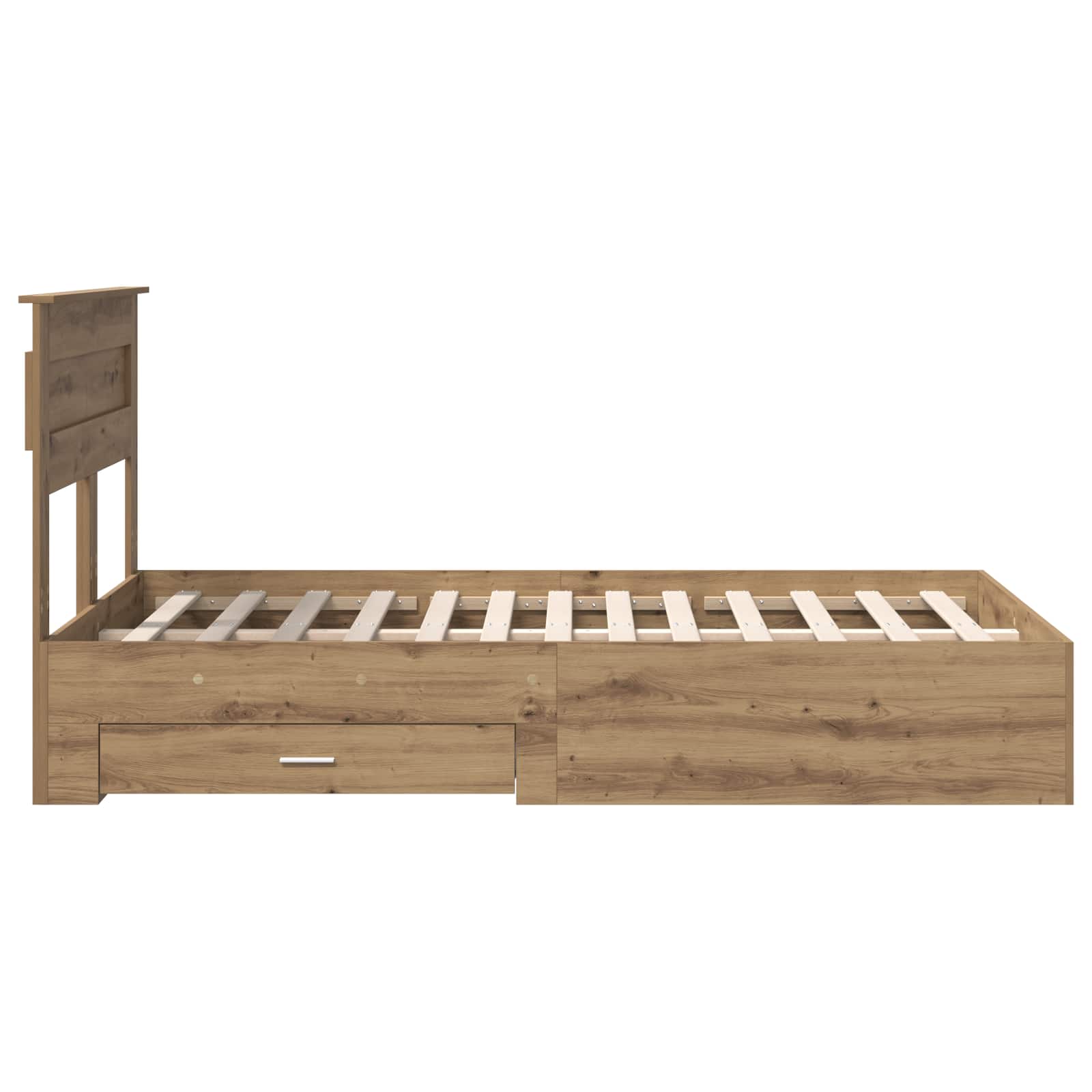 vidaXL Ramka łóżka Z zagłówkiem Dąb rzemieślniczy 120 x 190 cm