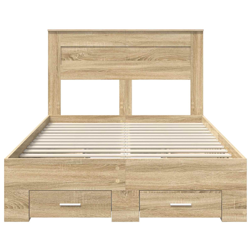 vidaXL Ramka łóżka Dąb Sonoma 120 x 200 cm Materiał drewnopochodny