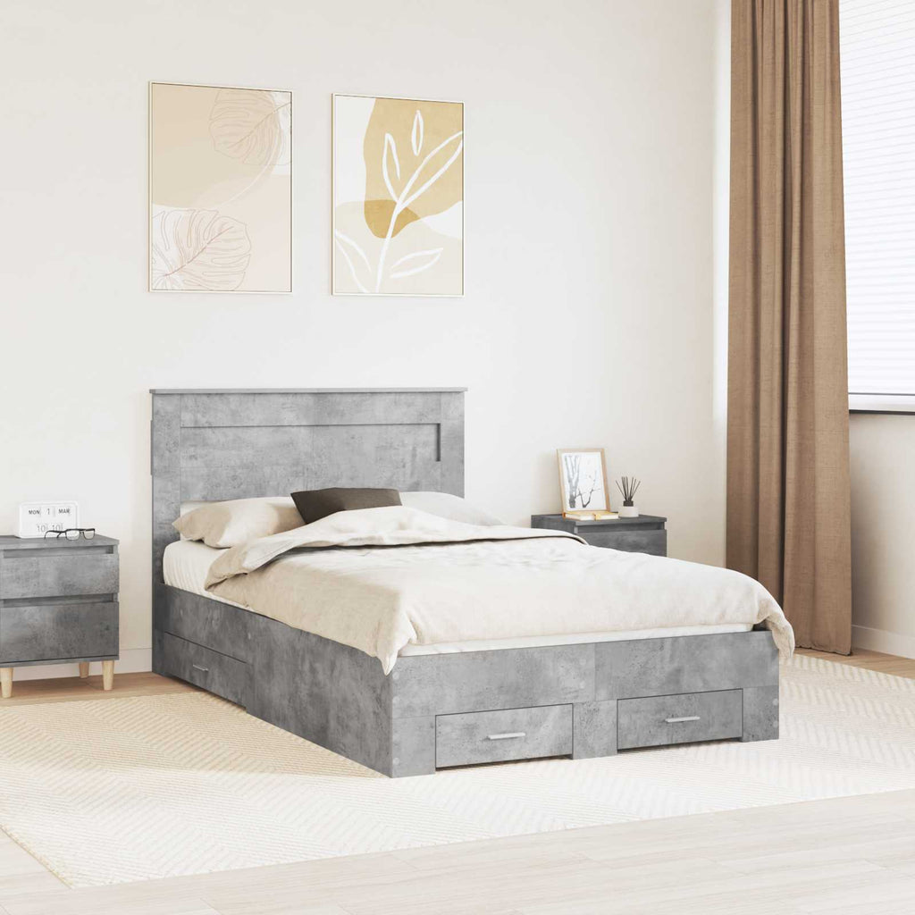 vidaXL Ramka łóżka Betonowy szary 120 x 200 cm Materiał drewnopochodny